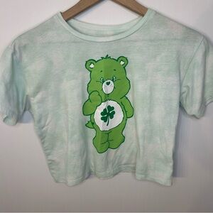 Care Bears Girl’s Good Luck Bear Short Sleeve Crop T-Shirt, Size Large (10/12)